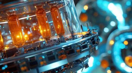 Aufkleber - Futuristic technology showcase laboratory digital art high-tech environment close-up view innovation concepts for seo impact