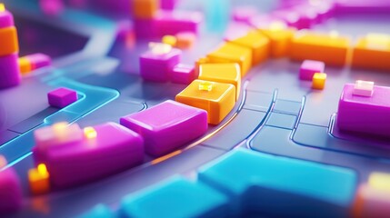 Aufkleber - Colorful 3D blocks connected by glowing lines.