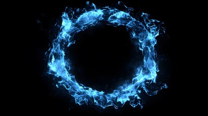 Poster - Blue Fire Ring Abstract Energy Circle