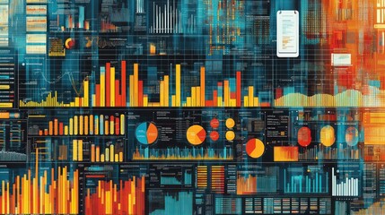 Aufkleber - Colorful data visualization dashboard with charts and graphs.