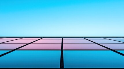 Poster - Colorful glass tiles floor with blue sky.