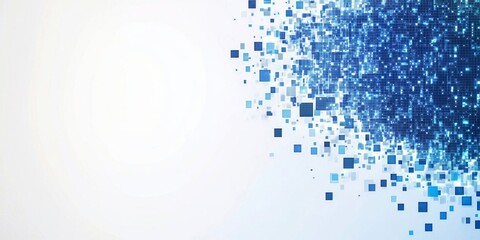 Wall Mural - abstract blue square pixel digital background.
