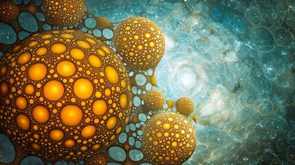 Poster - abstract concept of cosmic sphere with swirling colors and circular patterns in space