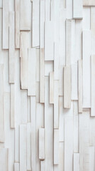 Aufkleber - White wooden panels arranged in textured, layered pattern for modern wall design