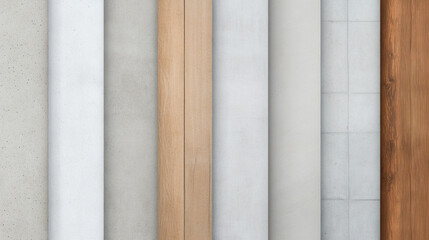 Leinwandbilder - variety of vertical textures including wood, concrete, and tiles in neutral tones