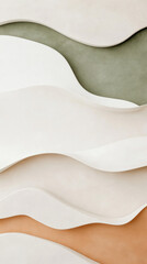 Poster - Abstract wavy layers in earthy tones of beige, green, and brown create calming and modern design