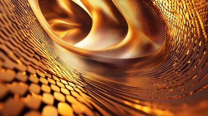 Poster - Abstract Golden Swirling Hexagon Pattern Design