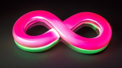 Poster - Glowing Pink Green Infinity Symbol Abstract Art
