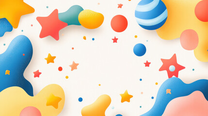 Aufkleber - Colorful abstract shapes with stars and planets on light background