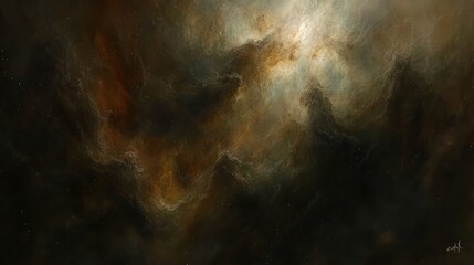 Wall Mural - Dark and mysterious nebula with bright center.
