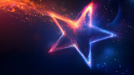 Poster - Abstract glowing star with vibrant color trails