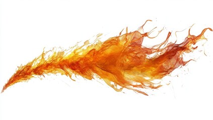 Wall Mural - Abstract orange fire stream isolated on white background.