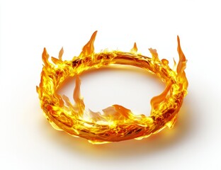 Wall Mural - Fiery ring of fire isolated on white background. (3)