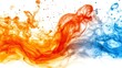 © VideoStones - Abstract image of orange and blue swirling paint in water.