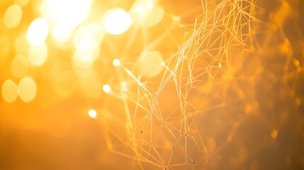 Poster - Golden Abstract Network Structure With Lights