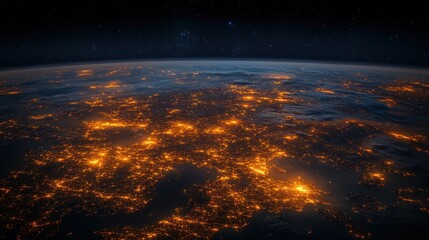 Wall Mural - earth at night from space with city lights.