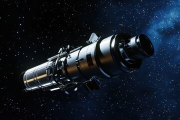 Poster - exploration vehicle navigating the vastness of outer space under a starry canvas