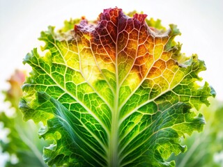 Canvas Print - Double Exposure: Crisp Lettuce & Vibrant Green Salad Leaf on White Background