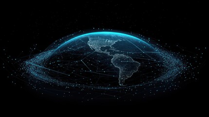 Aufkleber - Earth with digital network connection lines.