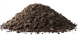 Pile of dark brown soil isolated on white background. (1)