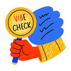 Wall Mural - Vibe check written on a placard, flat style sticker 

