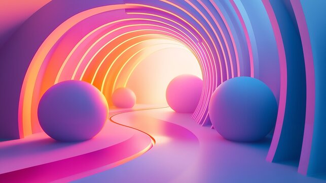 Abstract Background with Gradient Geometric Elements