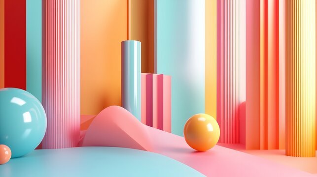 Abstract Background with Gradient Geometric Elements
