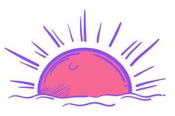 Wall Mural - png sunset doodle cartoon teen sticker