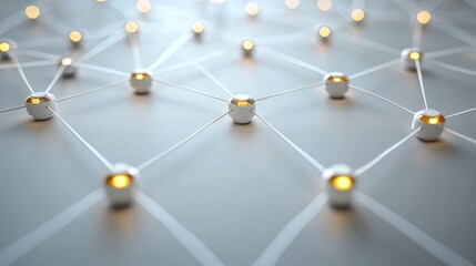 Poster - Network of interconnected glowing spheres and lines.