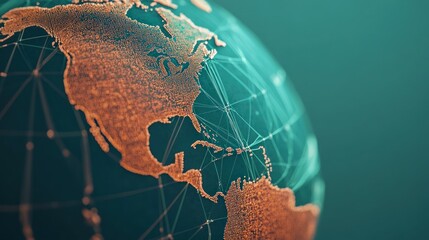 Poster - North America globe with network data connections.