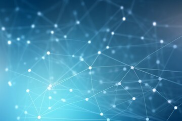Poster - Abstract representation of a network with interconnected nodes against a blue background