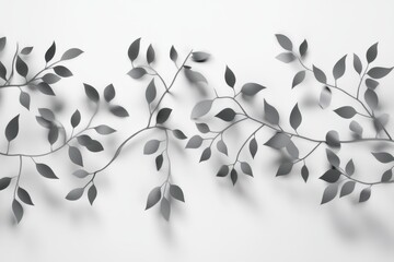 Poster - Stylish silver leaves creating a modern wall decor in a minimalist interior setting