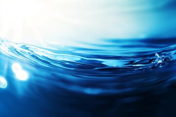 Poster - bright sunlight reflecting on tranquil blue water creates serene ripples and captivating light patte