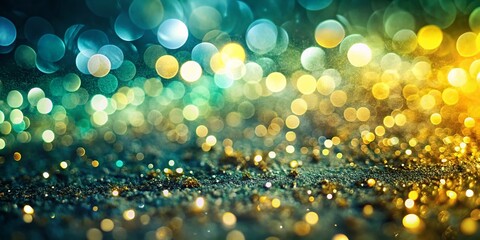 Poster - Abstract Bokeh Background: Textural Elegance in White, Green, Gold, and Blue Gradients