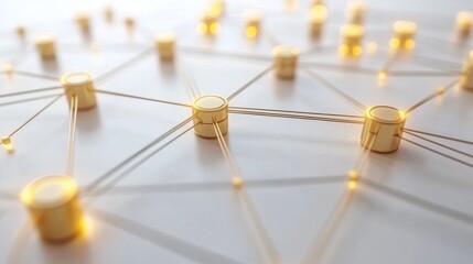 Aufkleber - Golden nodes connected by lines, representing network or system.