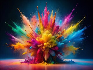 Poster - Abstract Colorful Paint Splatter Explosion - Energetic Minimalist Art