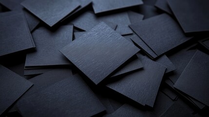 Poster - Pile of dark textured squares.