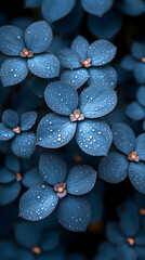 Canvas Print - Close-up of blue flowers with water droplets.