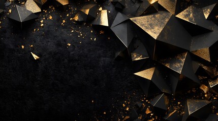 Poster - Black And Gold Geometric Abstract Shapes Background