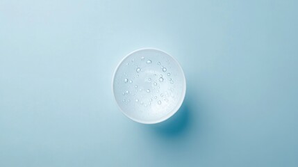 Aufkleber - A clear glass bowl filled with water and bubbles on a soft blue background.