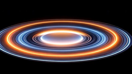 Wall Mural - Vibrant Digital Representation of Cosmic Ring Structure in Blue and Orange, Creating Mesmerizing Swirl of Light that Evokes Wonders of Space and Universe.