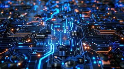 Poster - 2d illustration Abstract futuristic electronic circuit technology background