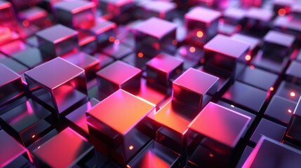 Poster - 3d rendering of cube abstract geometric background. technology concept 