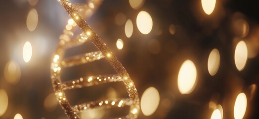 Poster - DNA Helix Structure with Glowing Particles, Abstract Representation of Genetic Material, Science and Biology Concept, copy space for text