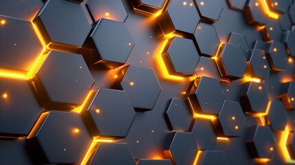 Aufkleber - Abstract background hexagon pattern with glowing lights isolated on white background 