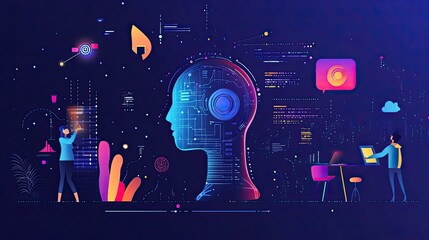 Poster - AI-enhanced digital platforms improving employee collaboration, communication, and project management for efficient business operations in 