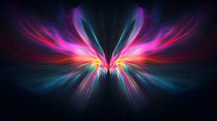 Poster - Abstract Neon Butterfly Wings Art Design