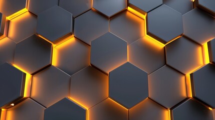 Poster - Abstract background hexagon pattern with glowing lights isolated on white background 