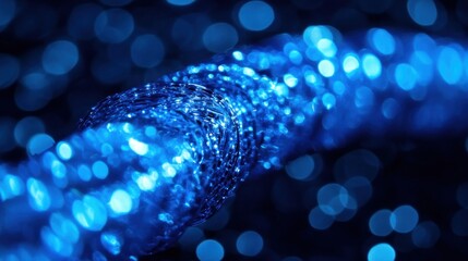 Poster - A close-up of a shimmering blue rope with bokeh effects, creating a dreamy atmosphere.
