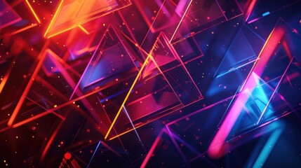 Aufkleber - Abstract background with structure of neon triangles and technology style